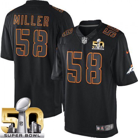 Broncos #58 Von Miller Black Super Bowl 50 Men's Stitched NFL Impact Limited Jersey